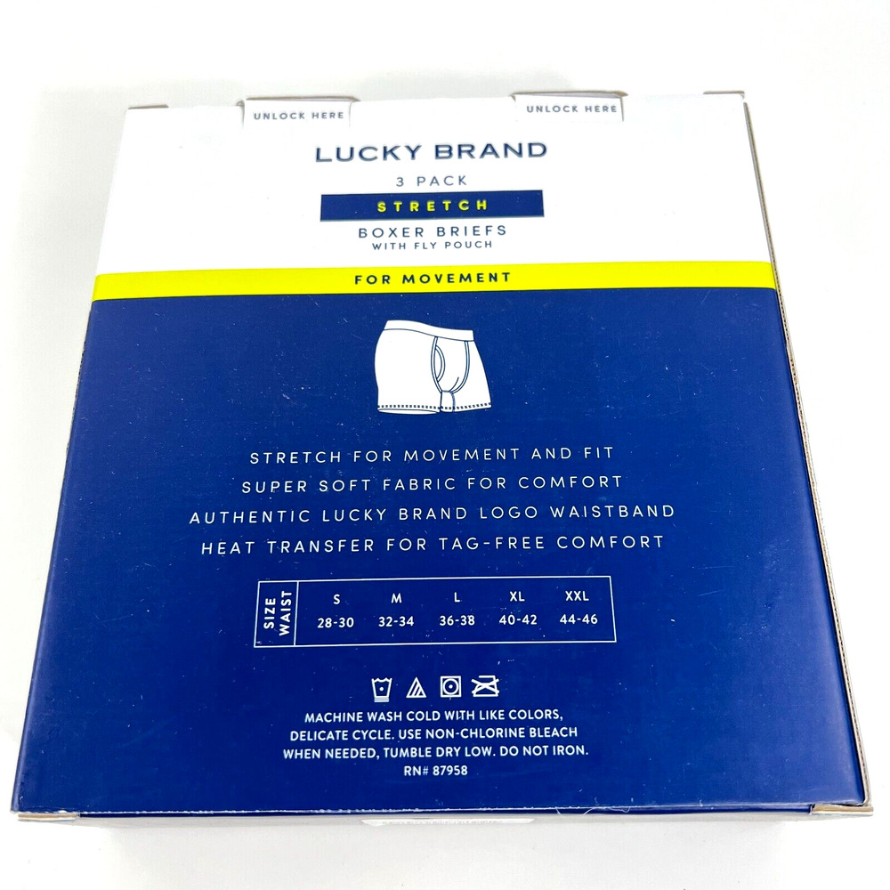 Lucky Brand 3 Pack Men Knit Boxer Briefs with Fly Pouch Cotton Underwear Size XL - Picture 4 of 16